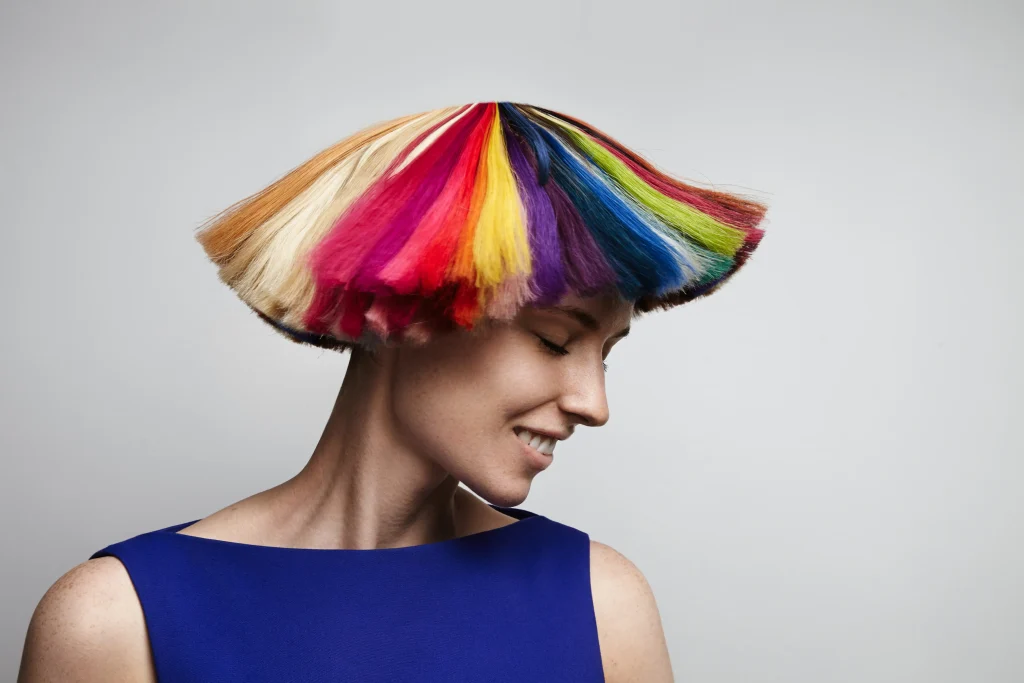 Woman Shake Her Rainbow Color Hair 1024x683